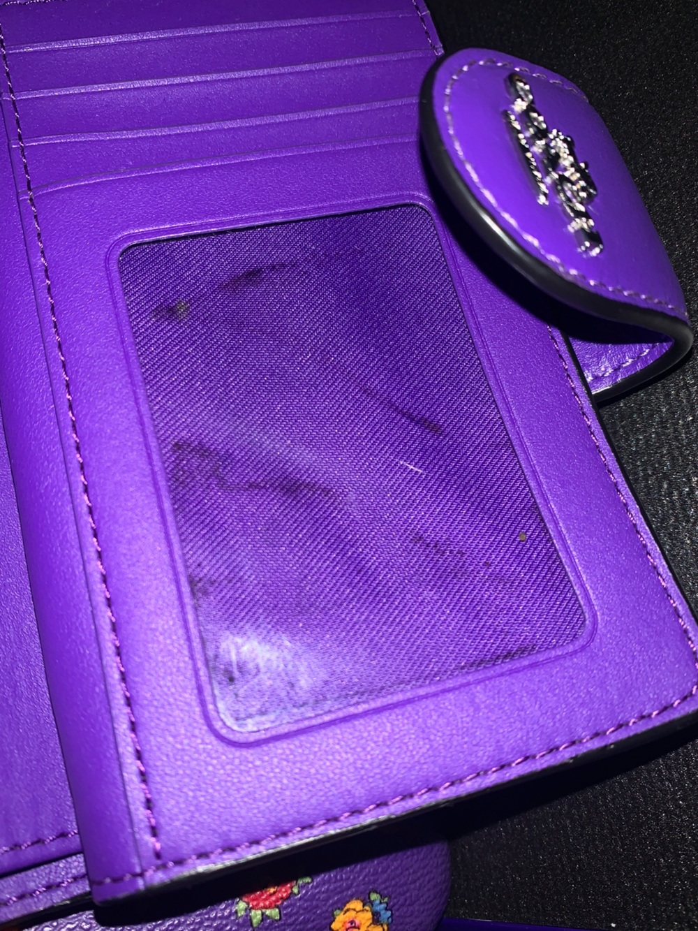 COACH Purple Floral Zip Wallet & Card Case Set - Picture 6 of 8